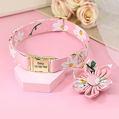 Collar De Perro Collar De Perro Con Estampado Floral, Collares De Nailon Personalizados Con Estampado De Moda Para Perros Con Placa De Identificación Grabada Gratis Para Perros Pequeños, Medianos Y G