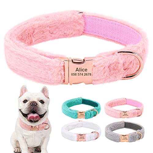 Collar De Perro Collar Personalizado Con Hebilla Para Perros, Collares De Piel Suave Para Perros, Placa Con El Nombre De La Mascota Grabada Antipérdida, Cálida Para El Invierno Frío, Collar De Pitbul