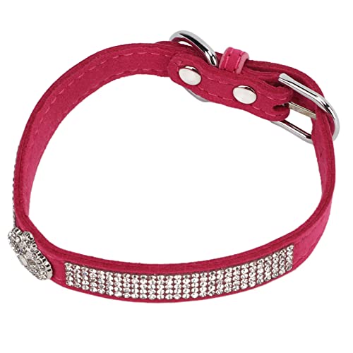 Collar de Perro con Diamantes de Imitación, Elástico Cómodo para Gatos para Perros con de Moda Collar de Perro con Diamantes de Imitación(Estilo de la Corona: Rosa roja, S)