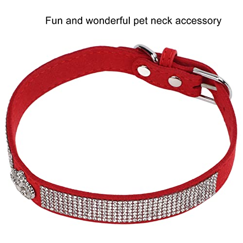 Collar de Perro con Diamantes de Imitación, Gamuza Microfibra Linda Collar de Perro con Diamantes de Imitación Brillante para Gatos para Perros(Sección de la Corona: Rojo, L)