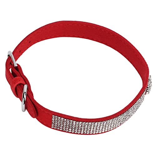 Collar de Perro de Diamantes de Imitación, Brillante Collar de Perro de Diamantes de Imitación Lindo Suave de Moda para Gatos para Perros(Sección de la Corona: Rojo, M)