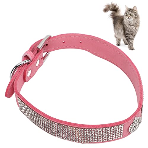 Collar de Perro de Diamantes de Imitación de, Collar de Perro de Diamantes de Imitación Brillante Elástico Cómodo para Gatos para Perros(Estilo de Corona: Rosa, S)