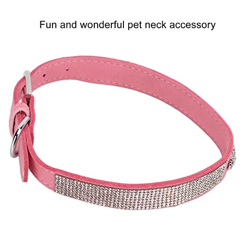 Collar de Perro de Diamantes de Imitación de, Collar de Perro de Diamantes de Imitación Brillante Elástico Cómodo para Gatos para Perros(Estilo de Corona: Rosa, S)