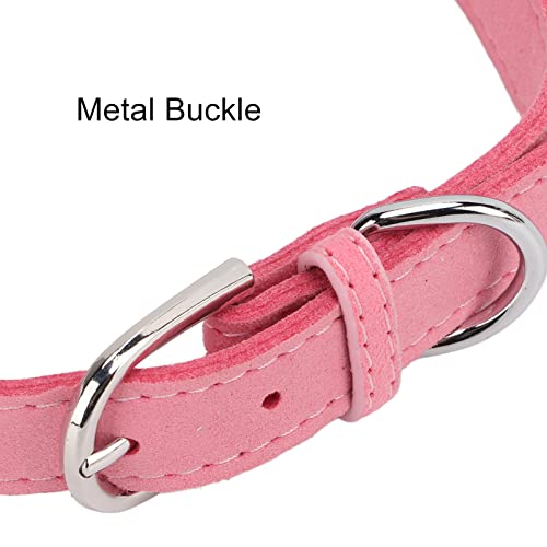 Collar de Perro de Diamantes de Imitación de, Collar de Perro de Diamantes de Imitación de Moda de Microfibra de Gamuza Suave con Hebilla de Metal para Gatos para Perros(Estilo de Corona: Rosa, S)