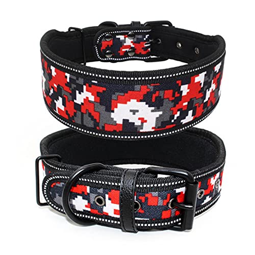 Collar de Perro de Nailon Reflectante de 1 Pieza, Collares para Mascotas Anchos Acolchados Ajustables para Perros medianos grandes-02, L