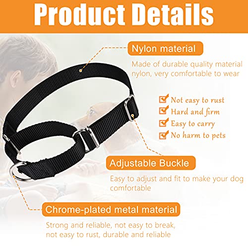 Collar de Perro Martingale Anti-Escape Collar Martingale Negro Collar de Mascotas de Nailon Ajustable para Perros Medianos Caminar Viajar Entrenamiento Diario (M)