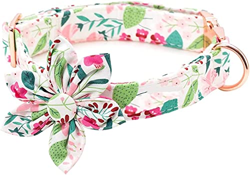 Collar de perro para cachorro, pequeño, mediano y grande, collar para perro con pajarita ajustable para gato con lazo S-L (floral, S)