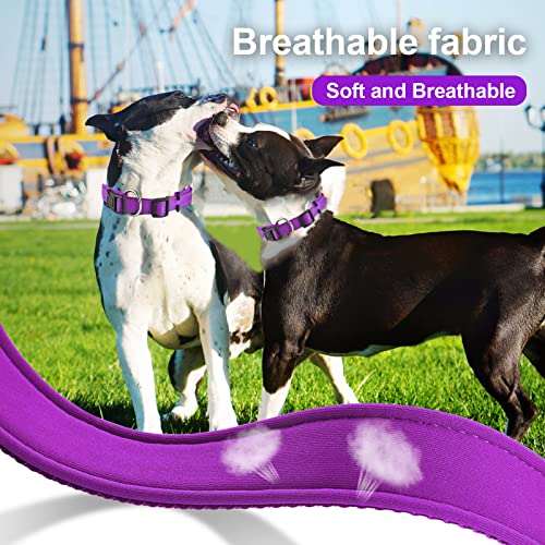 Collar de Perro Suave Acolchado Neopreno Ajustable Collares Reflectantes para Mascotas para Perros PequeñOs Medianos Grandes - Morado - M