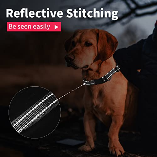 Collar de Perro Suave Acolchado Neopreno Ajustable Collares Reflectantes para Mascotas para Perros PequeñOs Medianos Grandes - Negro -L