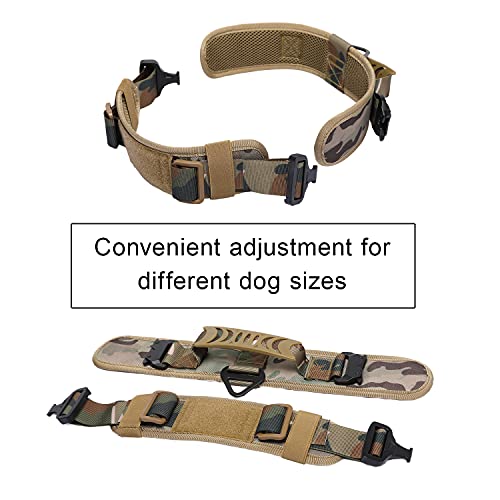 Collar de Perro táctico Grande, Collar de Perro Militar para 2.1 "de Ancho, Collar de Perro de Nailon Ajustable, Hebilla de Metal Resistente con asa para adiestramiento de Perros