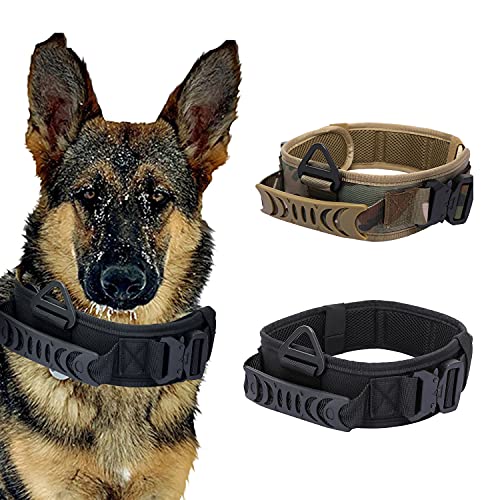 Collar de Perro táctico Grande, Collar de Perro Militar para 2.1 "de Ancho, Collar de Perro de Nailon Ajustable, Hebilla de Metal Resistente con asa para adiestramiento de Perros