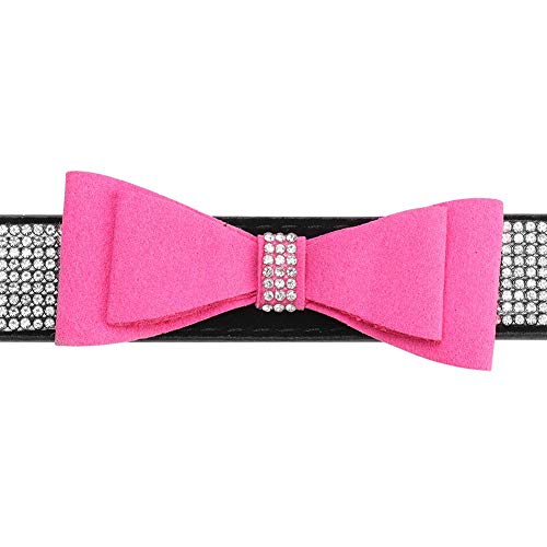 Collar de Perro y Gato con Bowtie Crystal Rhinestones Collar de Mascota Ajustable de Cuero de PU Collar de Perro Collar de Bowknot para Perro pequeño Perrito Perrito(S)