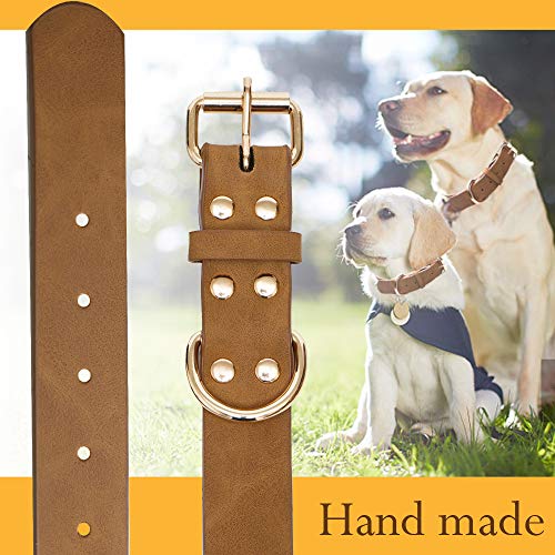 Collar de piel ajustable, cuello de cuero suave y fuerte, collares de perro resistentes para perros de razas pequeñas, medianas y grandes PU (S)