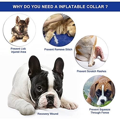 Collar de recuperación Inflable para Perros, Collarín para mascotas, Hinchable de Mascota Perro Collares, Cono de Cuello isabelino para Mascotas Recuperación de heridas, Anti-mordida/Lamido