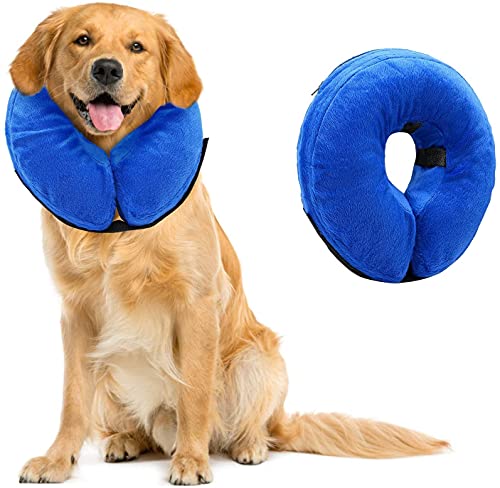 Collar de Recuperación Inflable,Cono de Cuello Ajustablepara Perros,Collares de Perro Básicos Inflables para Mascotas Recuperación de cirugía o heridas (L)