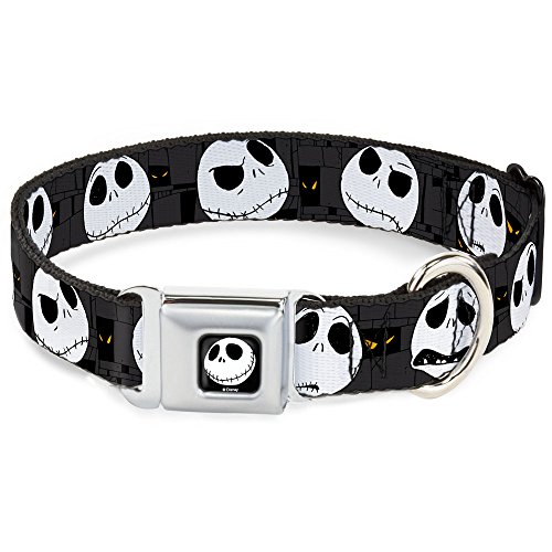 Collar Disney para perro, cierre de seguridad con clip, diseño con expresiones de la película Pesadilla antes de Navidad, colo gris