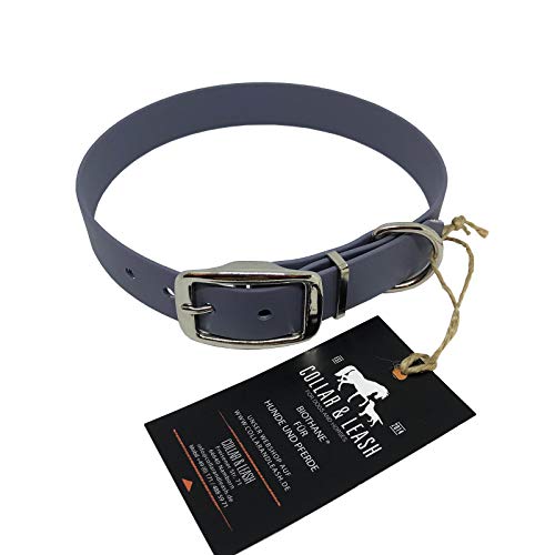 Collar & Leash C&L GY523 - Collar para perros de 25 mm BioThane® [70-78 cm], color gris