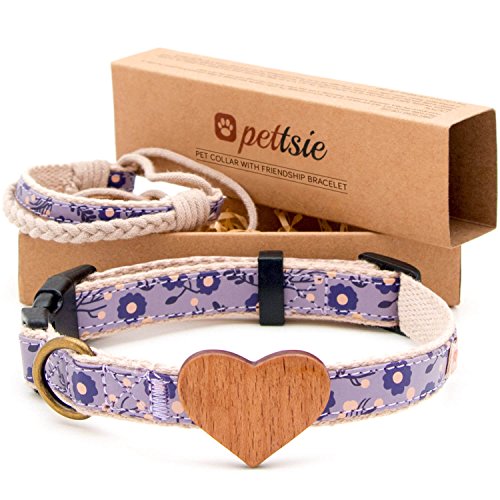 Collar para perros con corazón de madera de haya y brazalete de amistad marca Pettsie