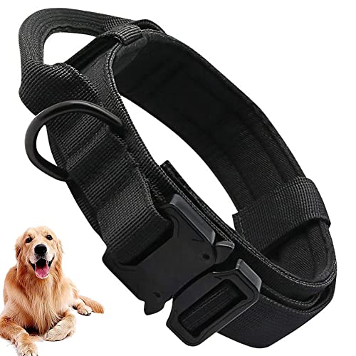 Collar Perro Ajustable, Collar de Perro con Asa de Control y Hebilla de Metal Robusta para Perros de Tamaño Mediano, Collar Perro Táctico de 3.8cm de Ancho, Collar de Entrenamiento K9 (M(36-48CM))