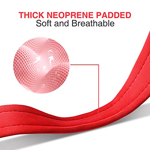 Collar Perro Pequeños Grandes Medianos Reflectante Collar para Perros Acolchado Suave Nylon Neopreno Ajustable Transpirable para la Caminata Diaria Corriendo - Rojo -L