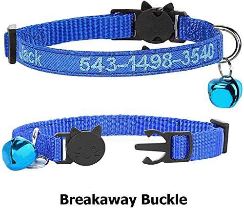 Collar Personalizado para Gatos Separable con Campana, Hebilla de liberación de Seguridad Collar Personalizado para Gatos, Nombre de identificación Bordado en el Collar de Gatito con Campana