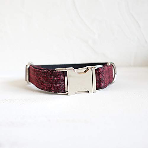 Collares Básicos Collar De Perro Acolchado Ajustable, Collar De Perro De Nylon Para Mascotas Para Adiestramiento De Perros Pequeños Y Medianos, Caminar, L Rojo (Ancho: 2.5Cm Longitud: 49-55Cm)