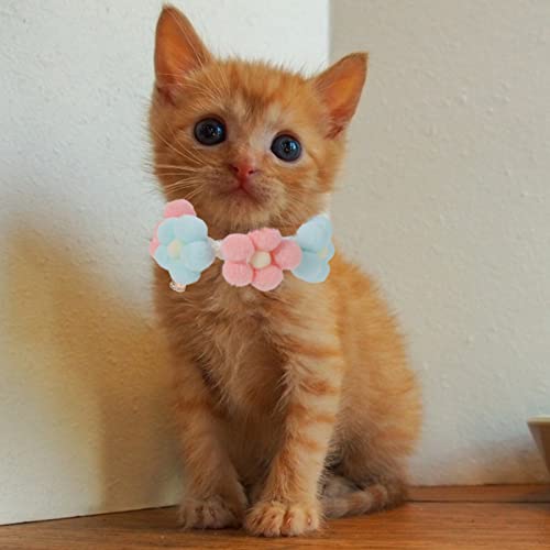 Collares de Gatos Cuello de Peluche Forma de Flores Accesorios de Disfraces para Gatitos Traje de Perro Cumpleaños Punto de Cumpleaños Bufanda M