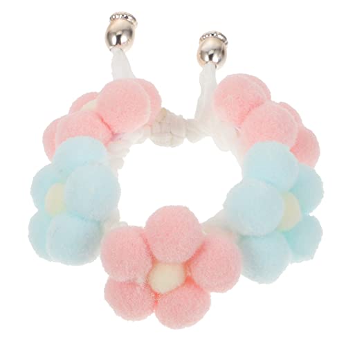 Collares de Gatos Cuello de Peluche Forma de Flores Accesorios de Disfraces para Gatitos Traje de Perro Cumpleaños Punto de Cumpleaños Bufanda M