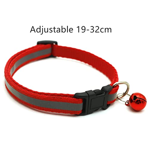 Collares para Cachorros,8 Piezas Collar Nylon Reflectante Collar Perro Ajustable con Campanas para Perros y Gatos pequeños,19-32cm