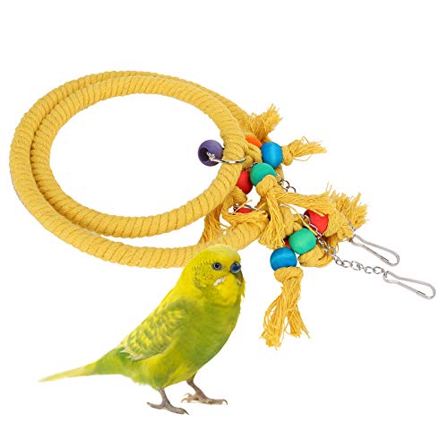 Columpio para pájaros, juguete, loro, cuerda de algodón, colgante redondo, escalada, morder, juguetes, jaula, accesorio para pájaros pequeños(Amarillo)