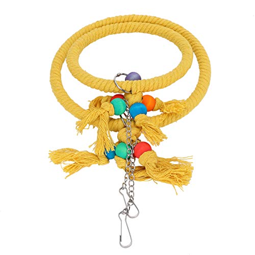 Columpio para pájaros, juguete, loro, cuerda de algodón, colgante redondo, escalada, morder, juguetes, jaula, accesorio para pájaros pequeños(Amarillo)