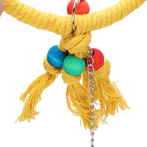 Columpio para pájaros, juguete, loro, cuerda de algodón, colgante redondo, escalada, morder, juguetes, jaula, accesorio para pájaros pequeños(Amarillo)