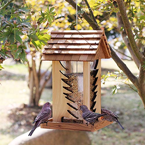 Comedero Pajaros Acsorios para comederos Mesa de alimentación de pájaros colgantes de madera para el jardín Decoraciones únicas de jardín de cajas de novedad para ahorro de espacio al aire libre