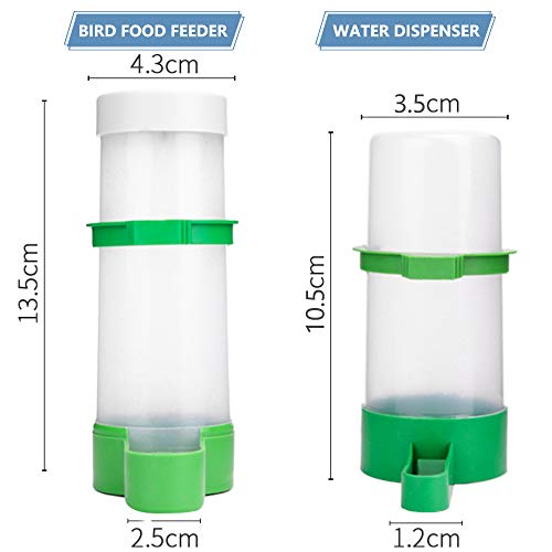 Comedero Pajaros, Bebedero Pajaros, XISTEST 2PCS Dispensador de Agua para Pajaros con 1PCS Dispensador Comida Pajaros para Jaula Loro Periquitos Agapornis Cacatúa (2pcs 90ml + 1pcs 150ml)