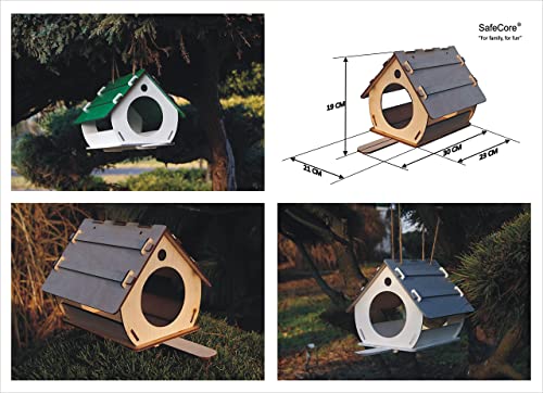 Comedero para pájaros, una casita para pájaros para autoensamblaje y Pintura. Conjunto ecológico de Madera para niños.