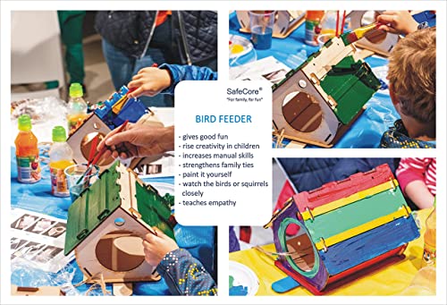 Comedero para pájaros, una casita para pájaros para autoensamblaje y Pintura. Conjunto ecológico de Madera para niños.