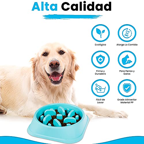 Comedero para Perro antivoracidad, comedero Lento para Perros, comedero Divertido Interactivo, Evita Asfixia y Mejora la digestión, Incluye comedero y Bebedero Plegable de Silicona