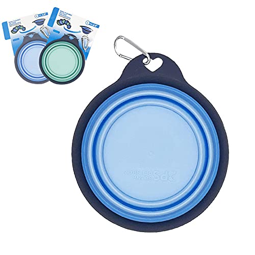 Comedero Plegable para Mascotas, Cuenco portatil para Perro y Gatos, Plato Viaje para Mascotas, tazón de Agua (Talla M Azul)