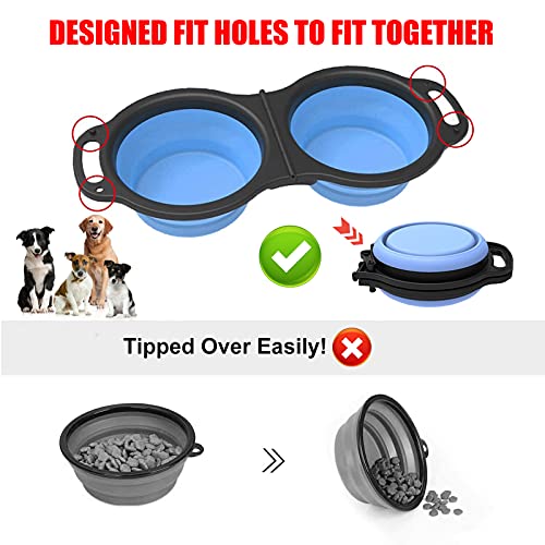 Comedero Plegable Perro,Comedero Plegable De Silicona para Perros/Gato, 2 in 1 Cuenco Portátil para Perros, Tazón Perro Viaje con mosquetón