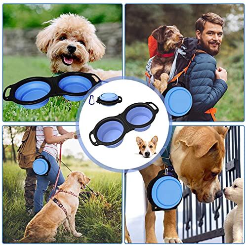 Comedero Plegable Perro,Comedero Plegable De Silicona para Perros/Gato, 2 in 1 Cuenco Portátil para Perros, Tazón Perro Viaje con mosquetón