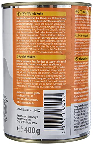 Comida dietética para perros animonda Integra Protect, comida húmeda para perros con insuficiencia renal crónica, con pollo, 6 x 400 g