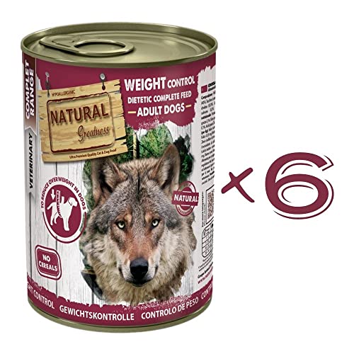 Comida Húmeda Perros Prescripción Veterinaria Control Peso Natural Greatness | 100% Natural SIN Cereales Pack 6 latas 400 grs | ANIMALUJOS