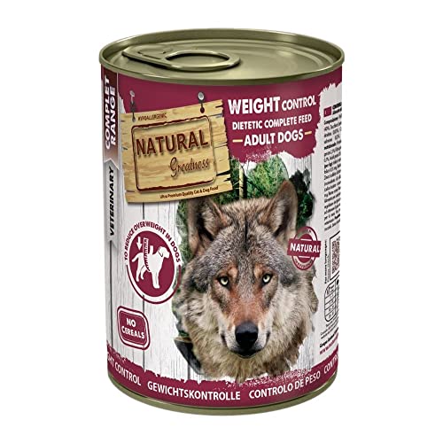 Comida Húmeda Perros Prescripción Veterinaria Control Peso Natural Greatness | 100% Natural SIN Cereales Pack 6 latas 400 grs | ANIMALUJOS