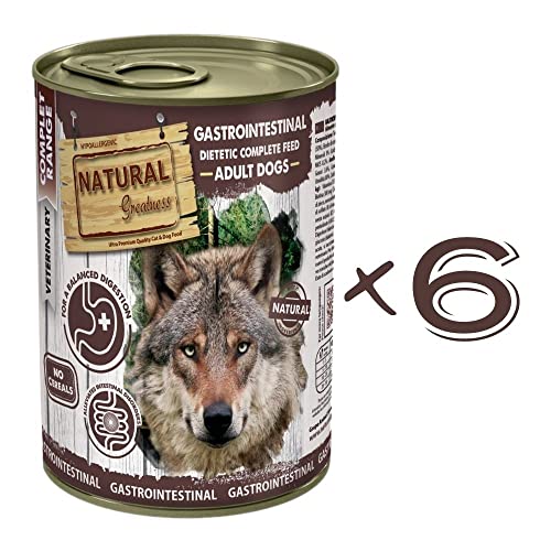 Comida Húmeda Perros Prescripción Veterinaria Gastrointestinal Natural Greatness | 100% Natural SIN Cereales Pack 6 latas 400 grs | ANIMALUJOS