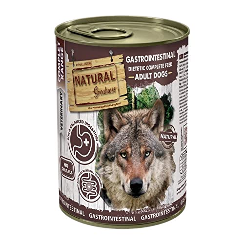 Comida Húmeda Perros Prescripción Veterinaria Gastrointestinal Natural Greatness | 100% Natural SIN Cereales Pack 6 latas 400 grs | ANIMALUJOS