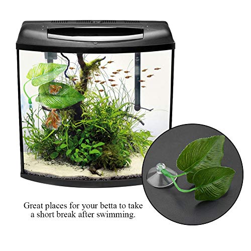 Compras Locas Hoja Artificial, Hoja de Planta Artificial Betta Hamaca Peces Resto Cama Acuarios Suministro de Hojas para acuarios Decoración de acuarios