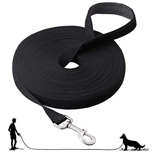 Correa de Adiestramiento para Perros, 5m/ 10m/ 15m/ 20m Correa de Perro, Correa de Ejercicio con Asa Acolchada, Correa de Adiestramiento Robusta Hecha de Nailon para Perros Grandes y Pequeños - 5m