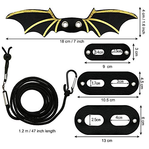 Correa de Lagarto, Arnés Ajustable para Reptiles, Cuerda de Tracción Lagarto, Ajustable Moda Correa Arnés Cuero Lagarto con Alas para Lagartos, Anfibios y Otras Mascotas Pequeñas (3 Tamaños)
