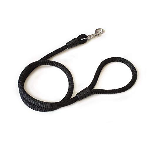 Correa para Perro - Cordón para Perros Grandes, Medianos y Pequeños - Cuerda de Nylon 12 mm de Grosor y 1,2 m de Longitud (Negro)