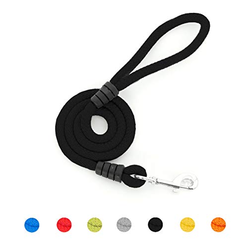 Correa para Perro - Cordón para Perros Grandes, Medianos y Pequeños - Cuerda de Nylon 12 mm de Grosor y 1,2 m de Longitud (Negro)